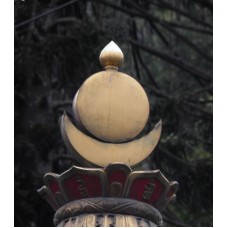 Exterior design, disc on crescent, Swayambhu Buddha Park